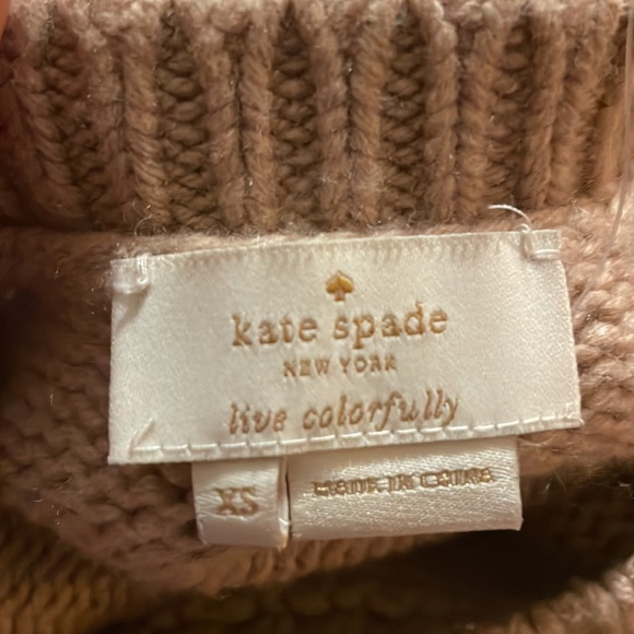 Kate Spade wool knit puff 3/4 sleeve sweater Tan size XS/SMALL - Picture 12 of 12